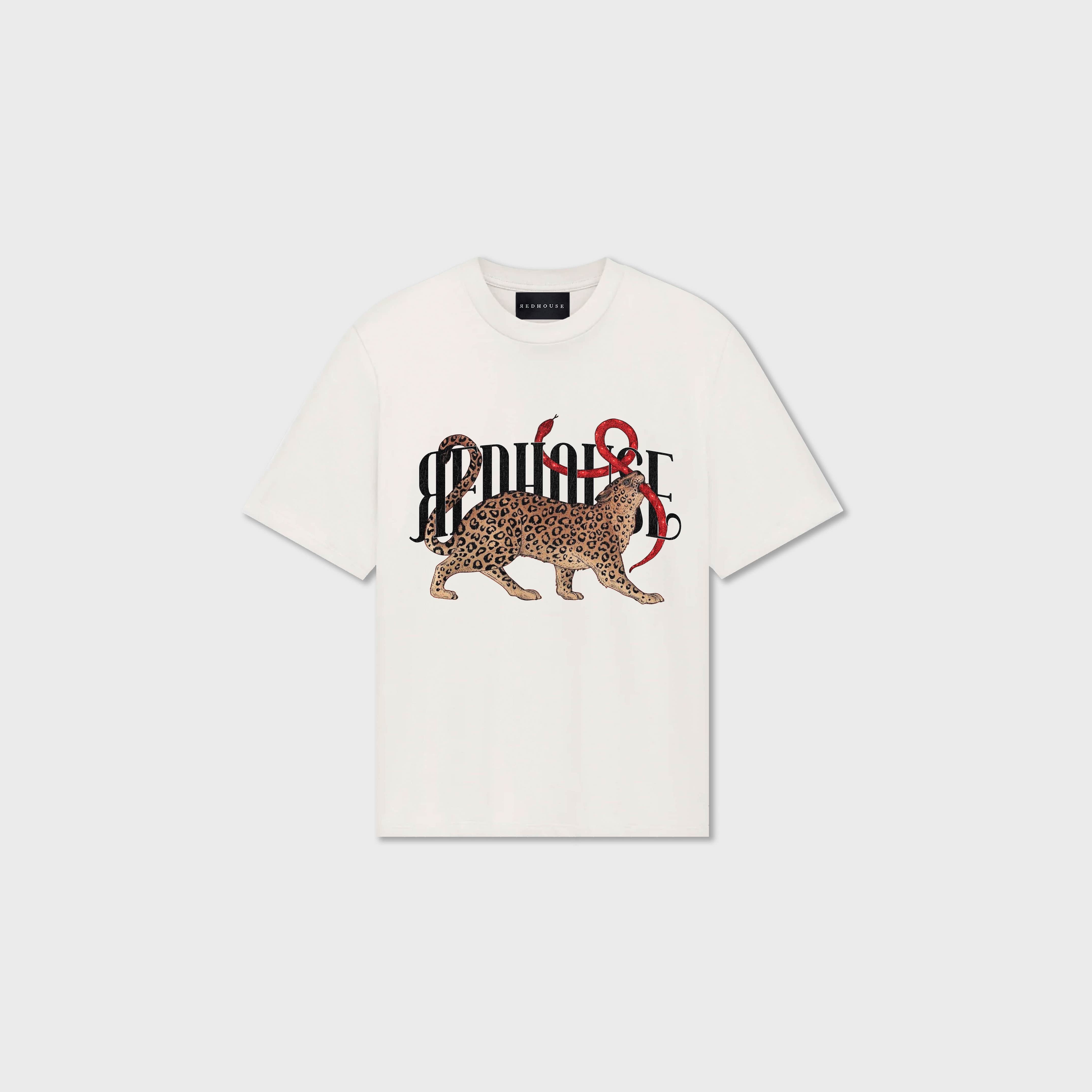 ЯH SNAKE & LEOPARD WHITE TEE