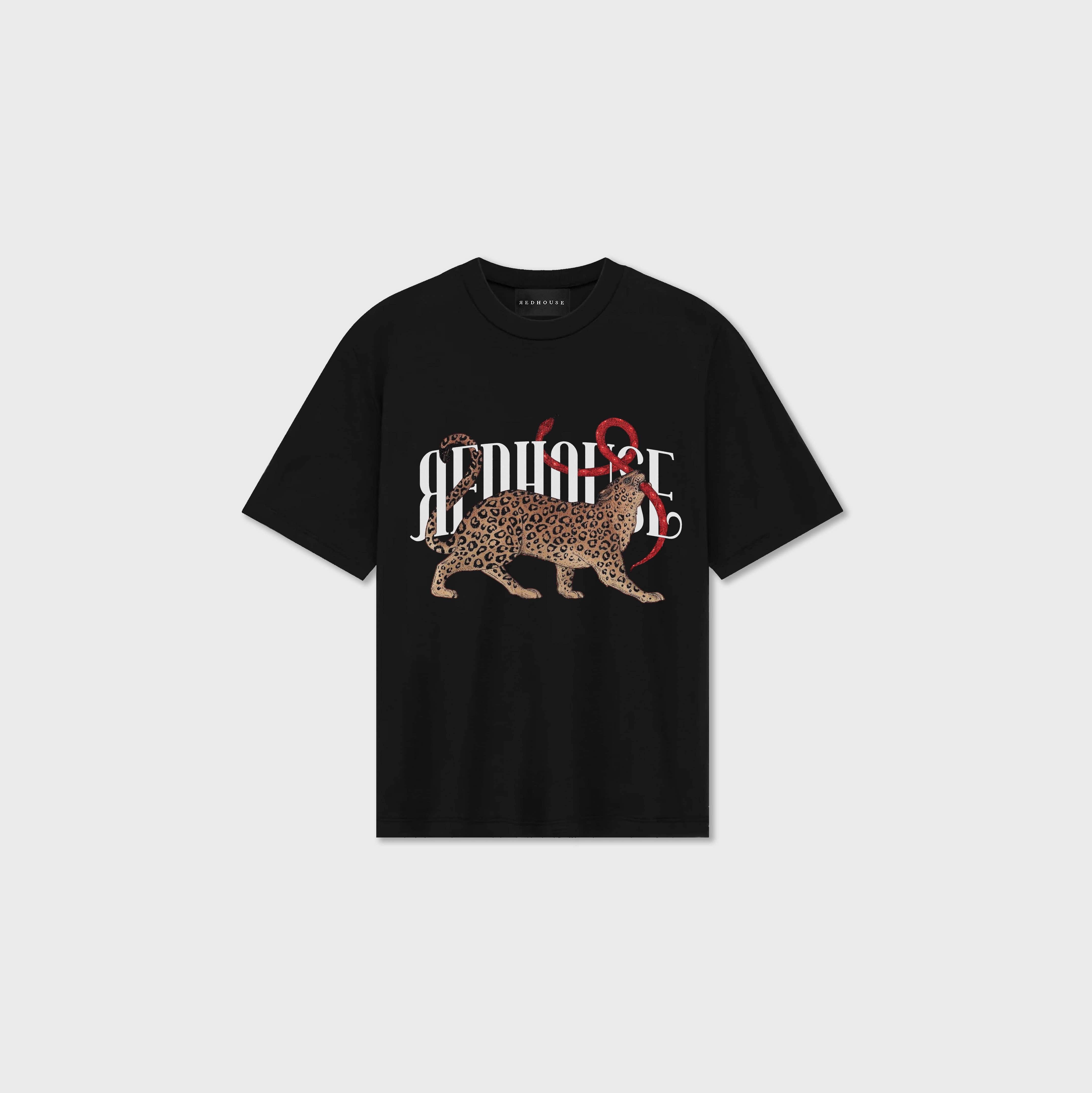 ЯH SNAKE & LEOPARD BLACK TEE