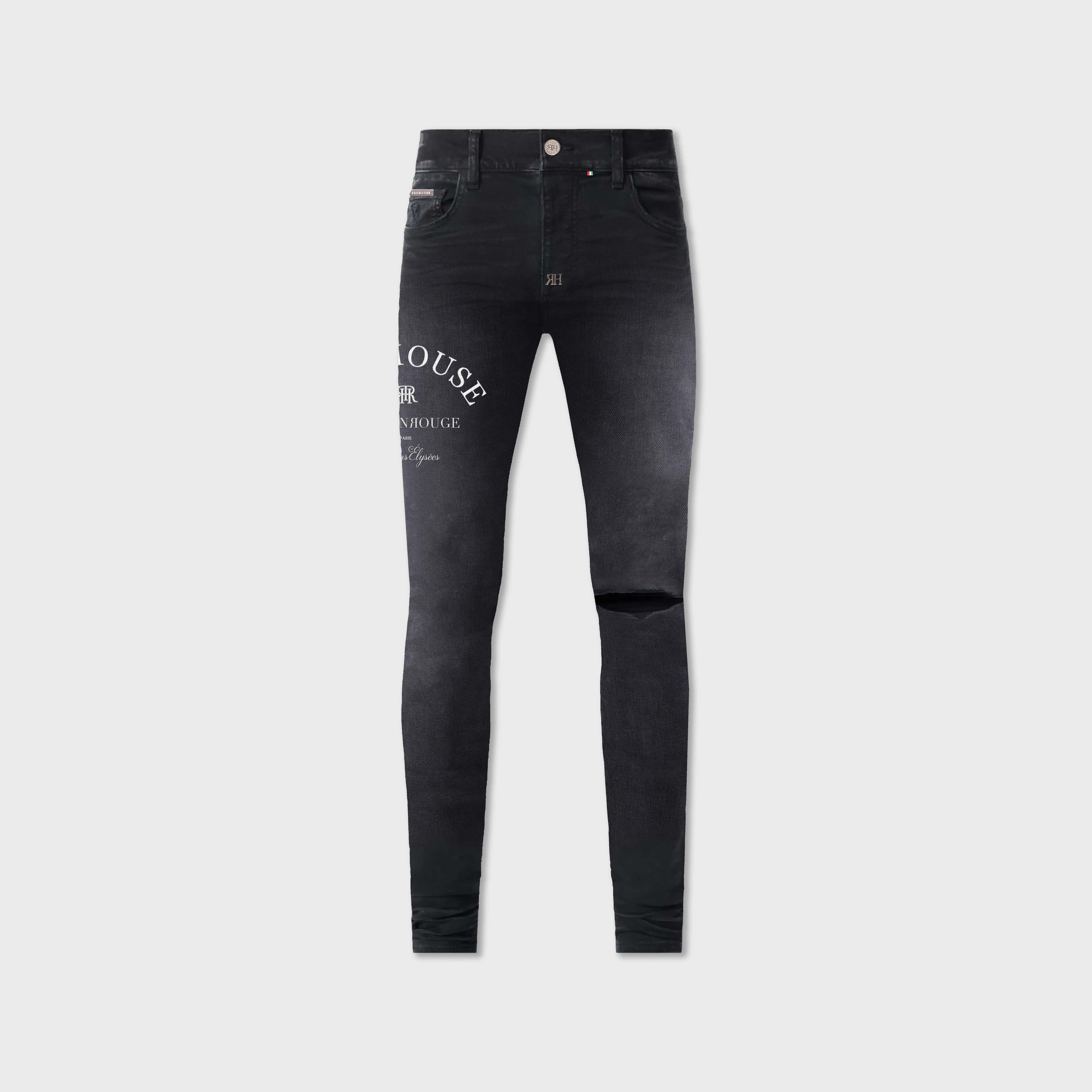 ЯH CHAMPS ELYSEES BLACK FADED SLIM DENIM