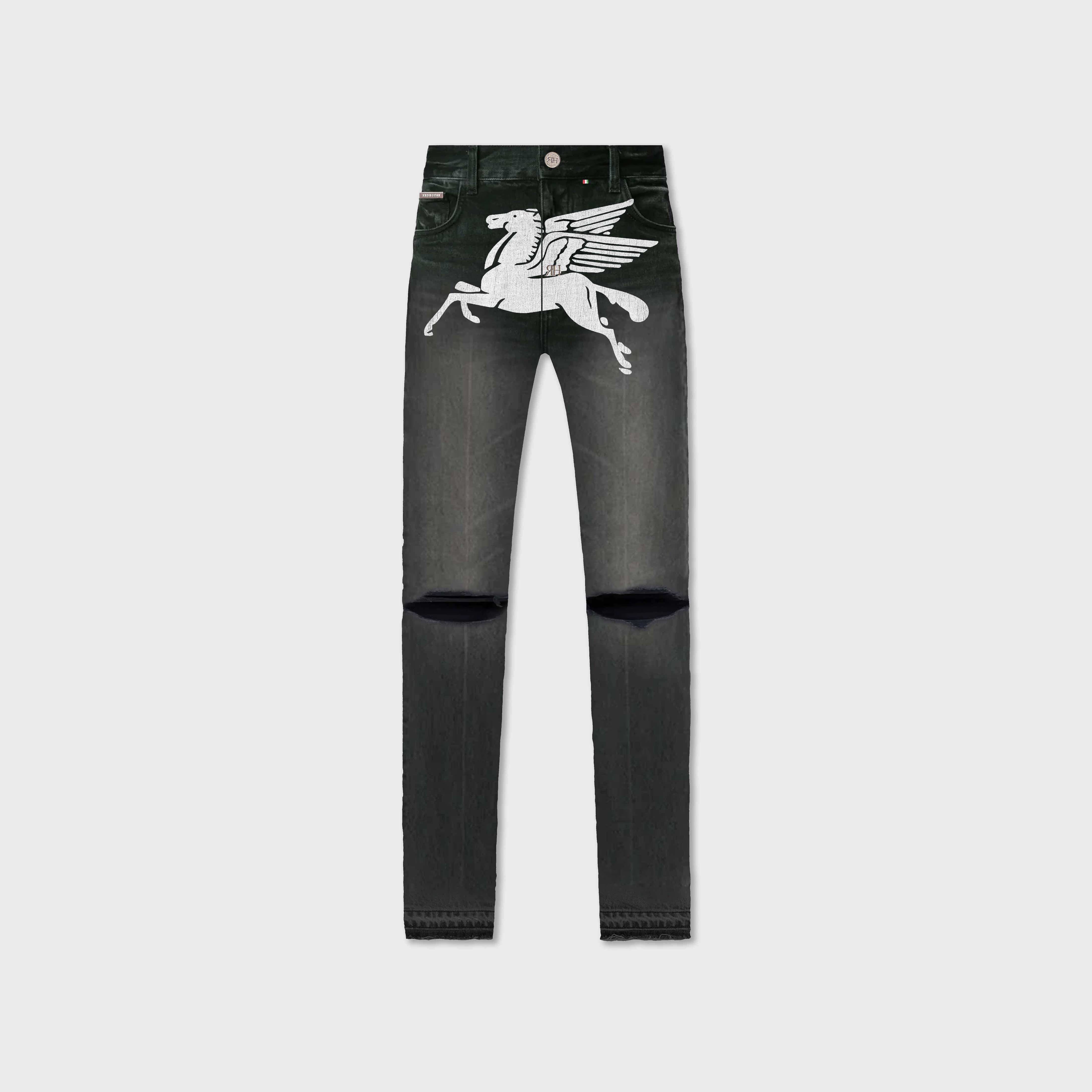 ЯH PEGASUS FADED BLACK STRAIGHT DENIM