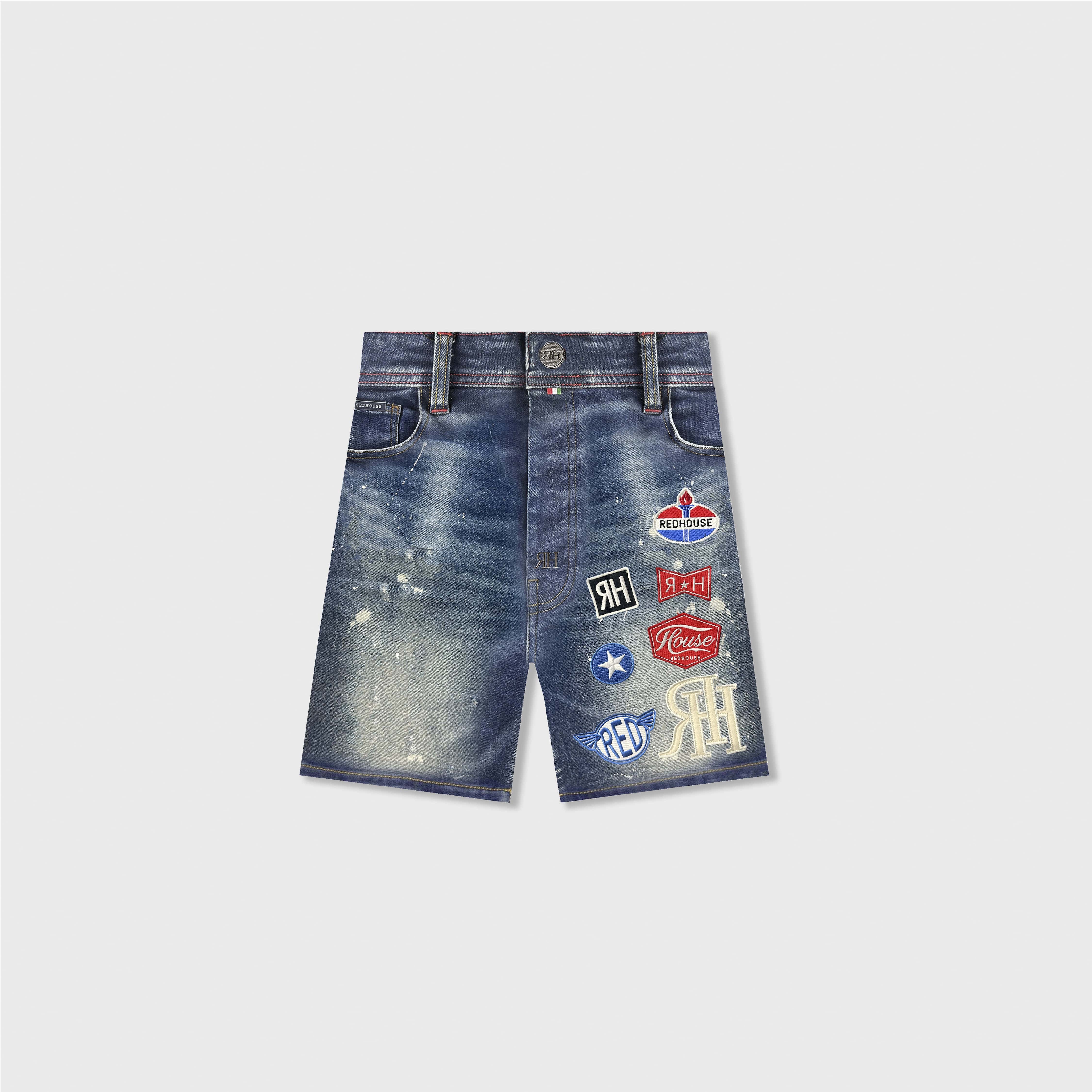 ЯH MIX PATCHWORK SHORTS | MID BLUE