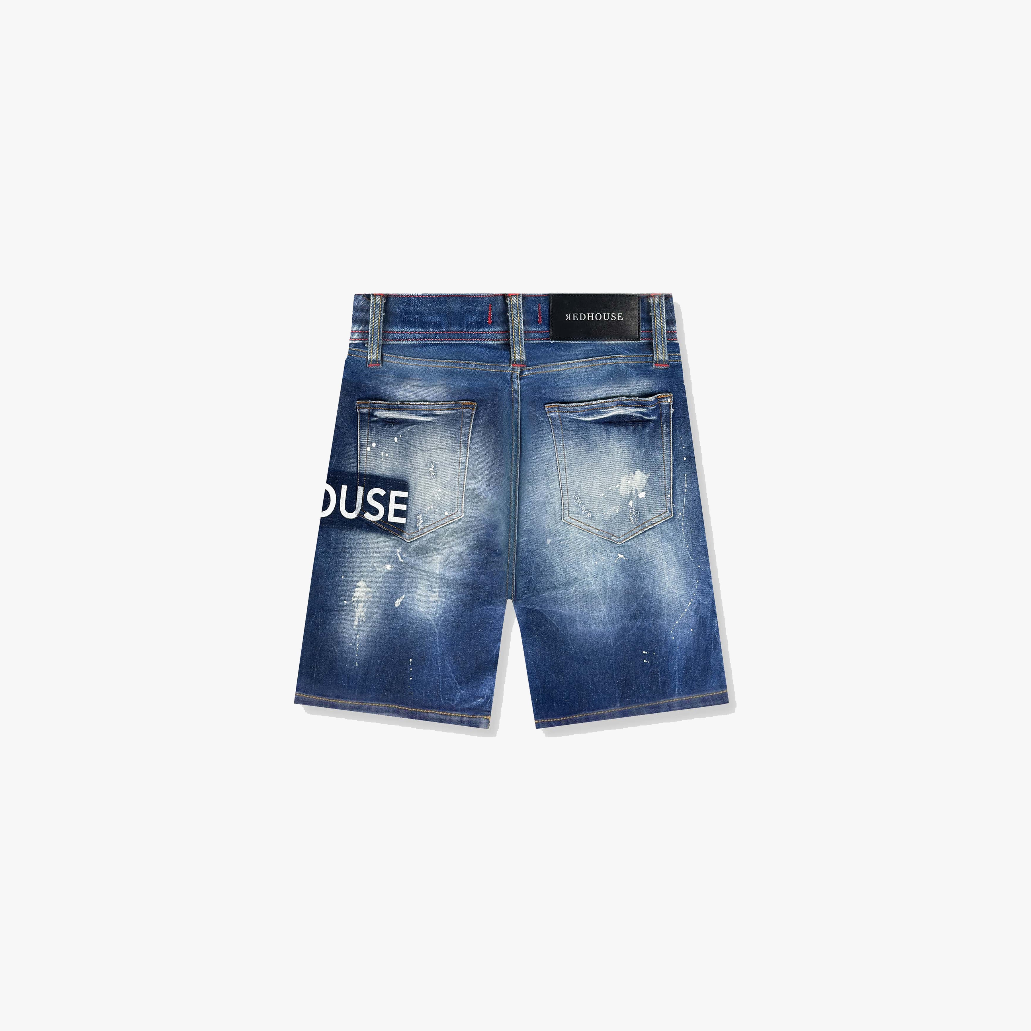 ЯH MID PRINT DENIM SHORTS | DARK BLUE