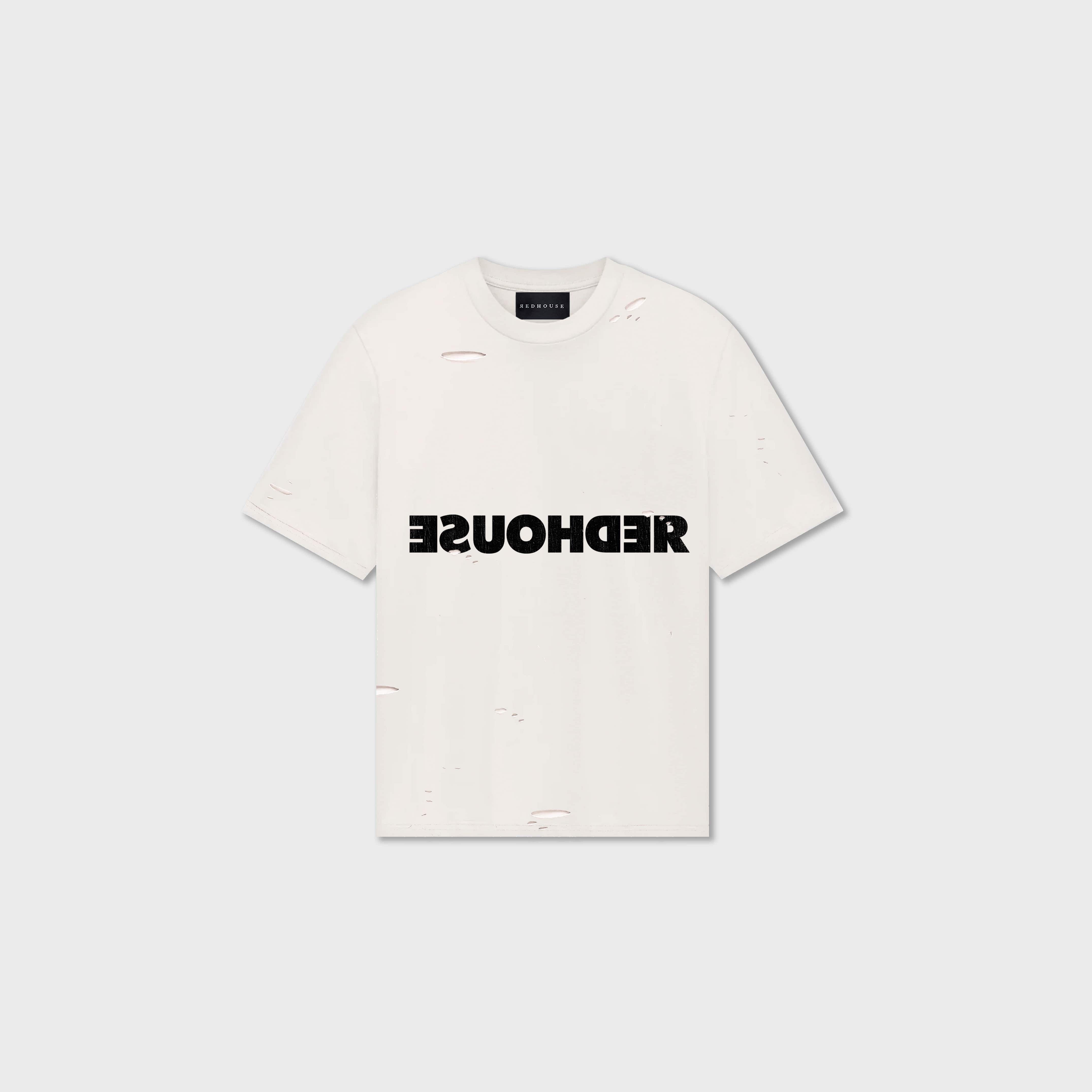 ЯH INVERTED RIPPED WHITE TEE