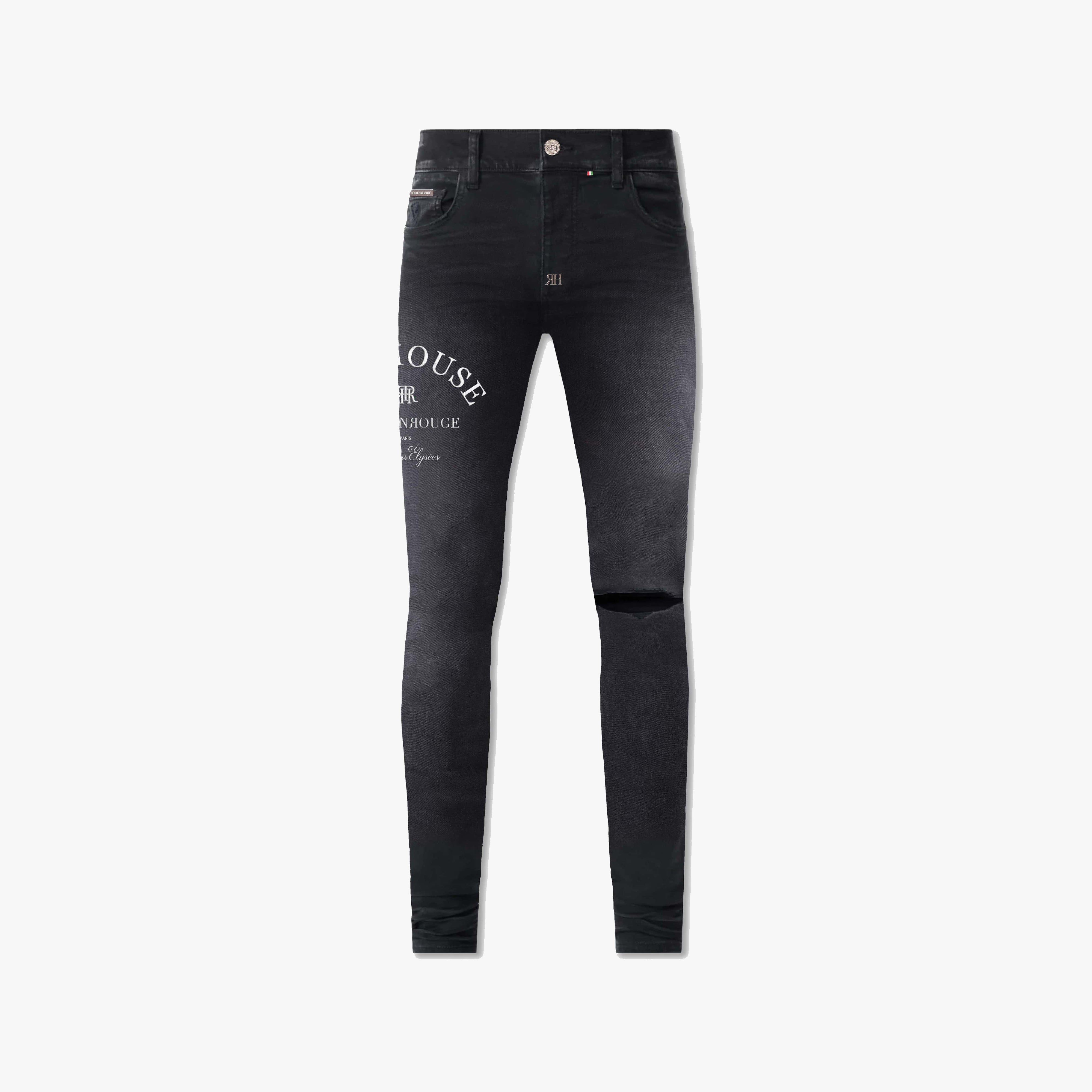 ЯH CHAMPS ELYSEES BLACK FADED SLIM DENIM