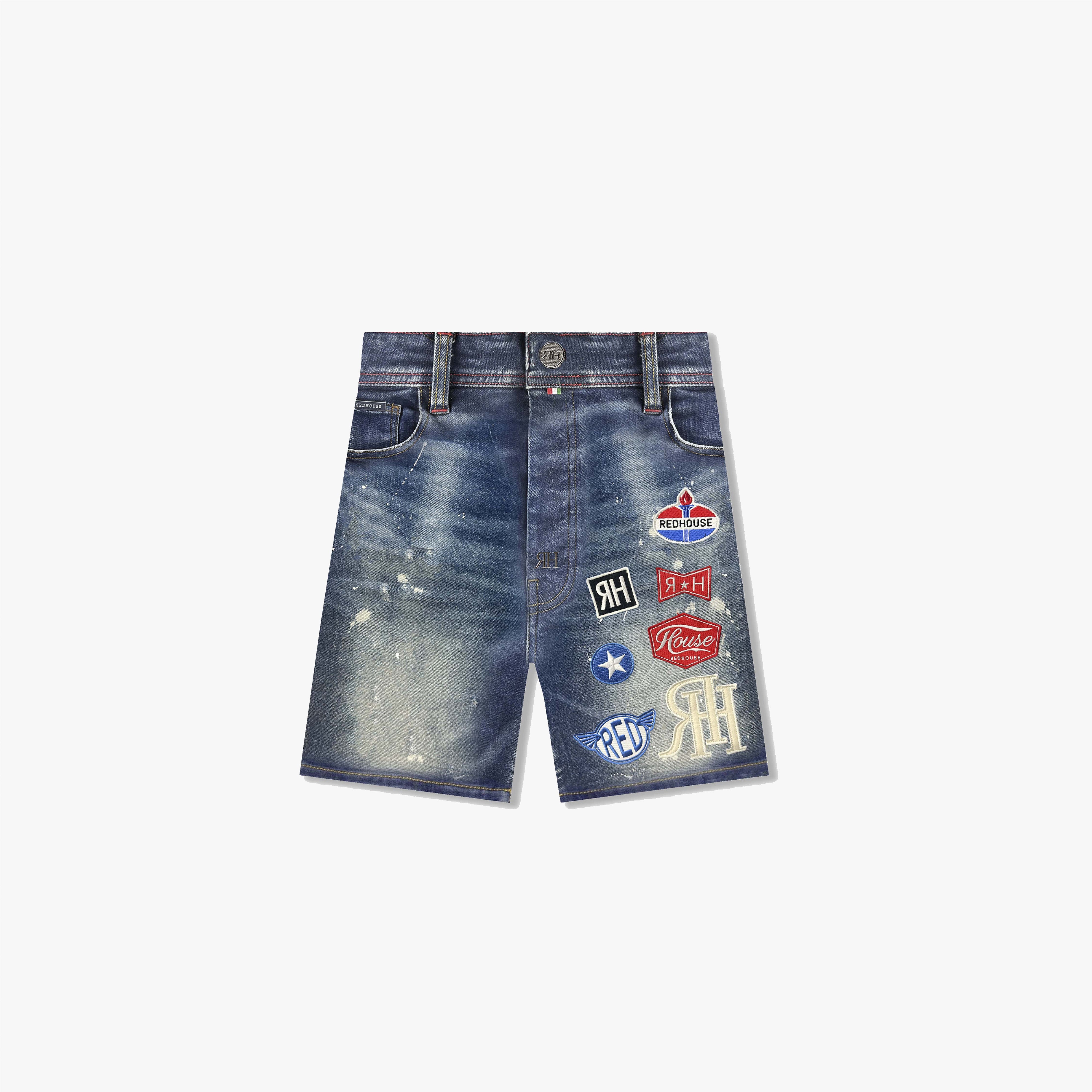 ЯH MIX PATCHWORK SHORTS | MID BLUE