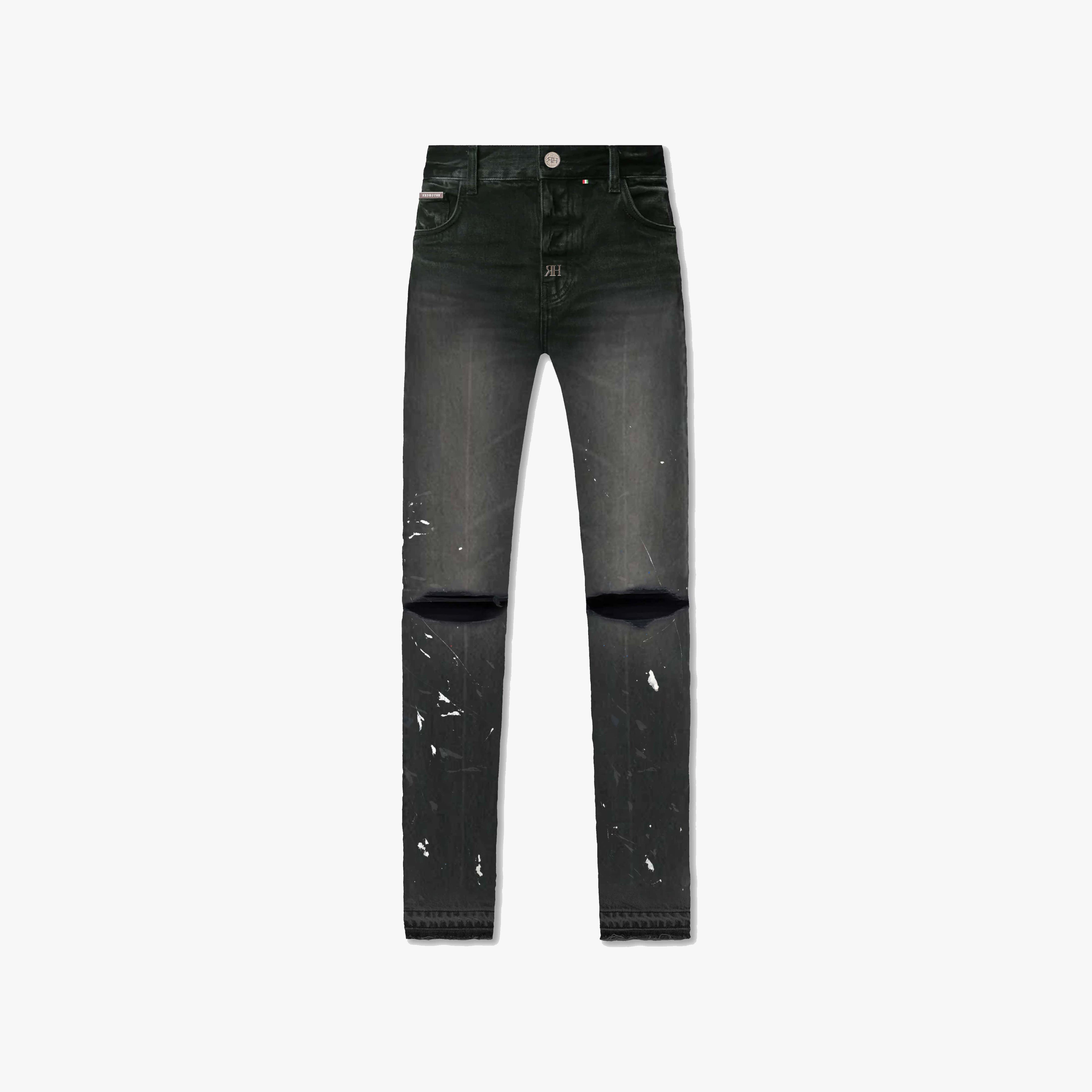 ЯH BLEACH FADED BLACK STRAIGHT DENIM