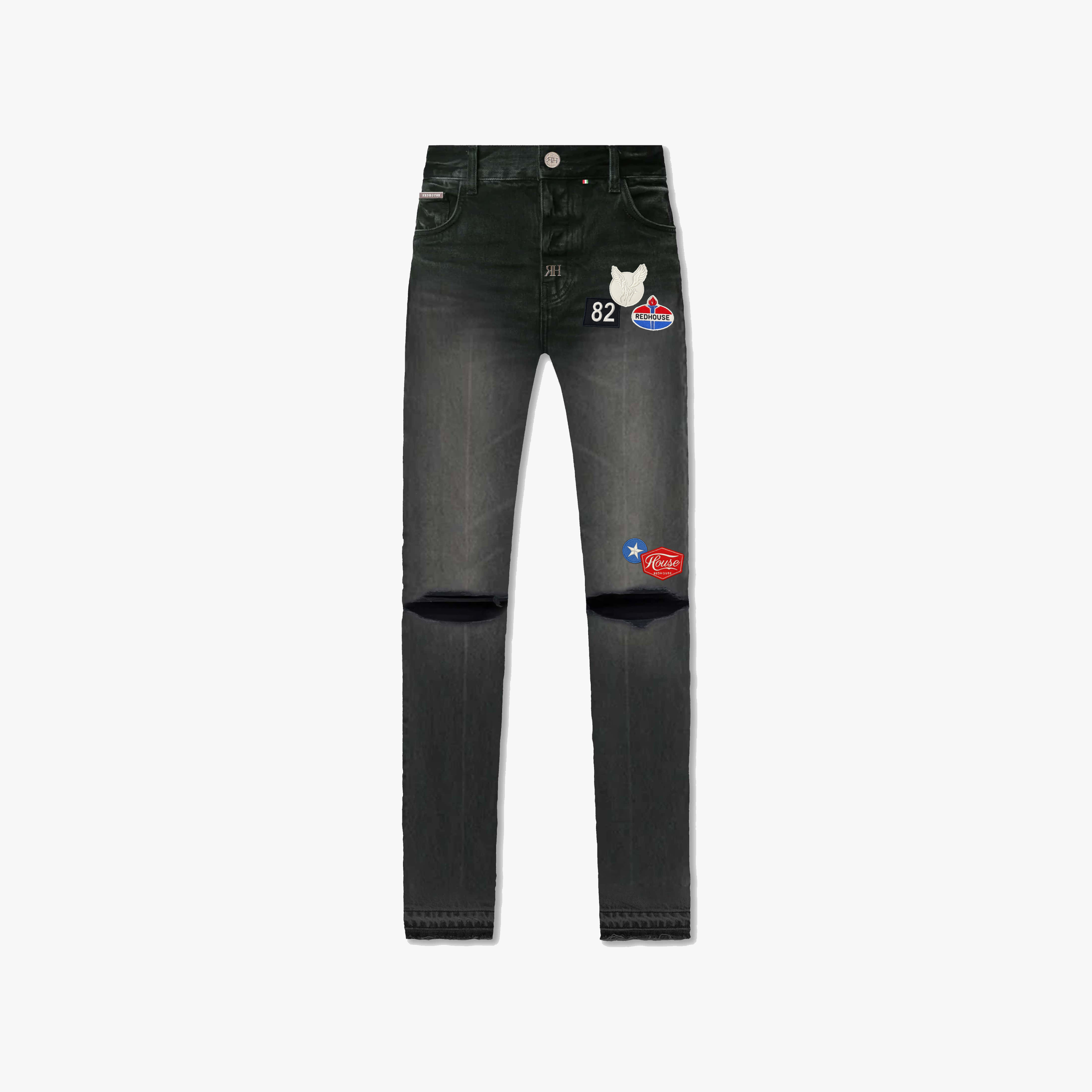 ЯH PATCH FADED BLACK STRAIGHT DENIM